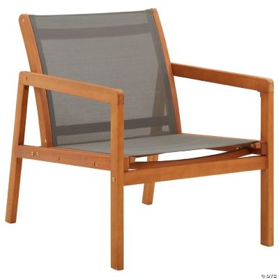 vidaXL Patio Lounge Chair Gray Solid Wood Eucalyptus and Textilene