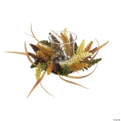 18" x 6" Autumn Harvest Pillar Candle Holder with Artificial Fall