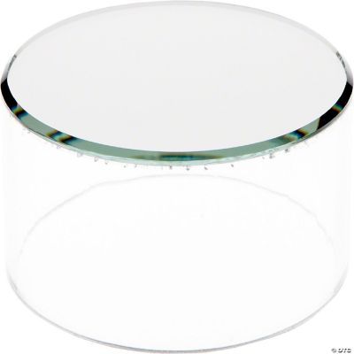 Plymor Clear Acrylic Cylinder Display Riser with Mirror Top, 2" H x 4" D