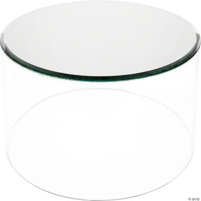 Plymor Clear Acrylic Cylinder Display Riser with Mirror Top, 4" H x 10" D