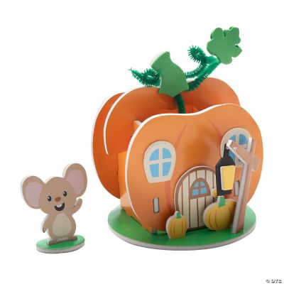 5 1/2" 3D Orange Pumpkin House with Mouse Foam Craft Kit - Makes 12 ...