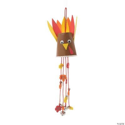 3" x 11 1/4" Thanksgiving Turkey Paper Cup Wind Chime Craft Kit Makes