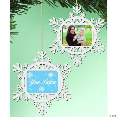 Designocracy Snowflake Christmas Picture Frame Ornaments Set of 2