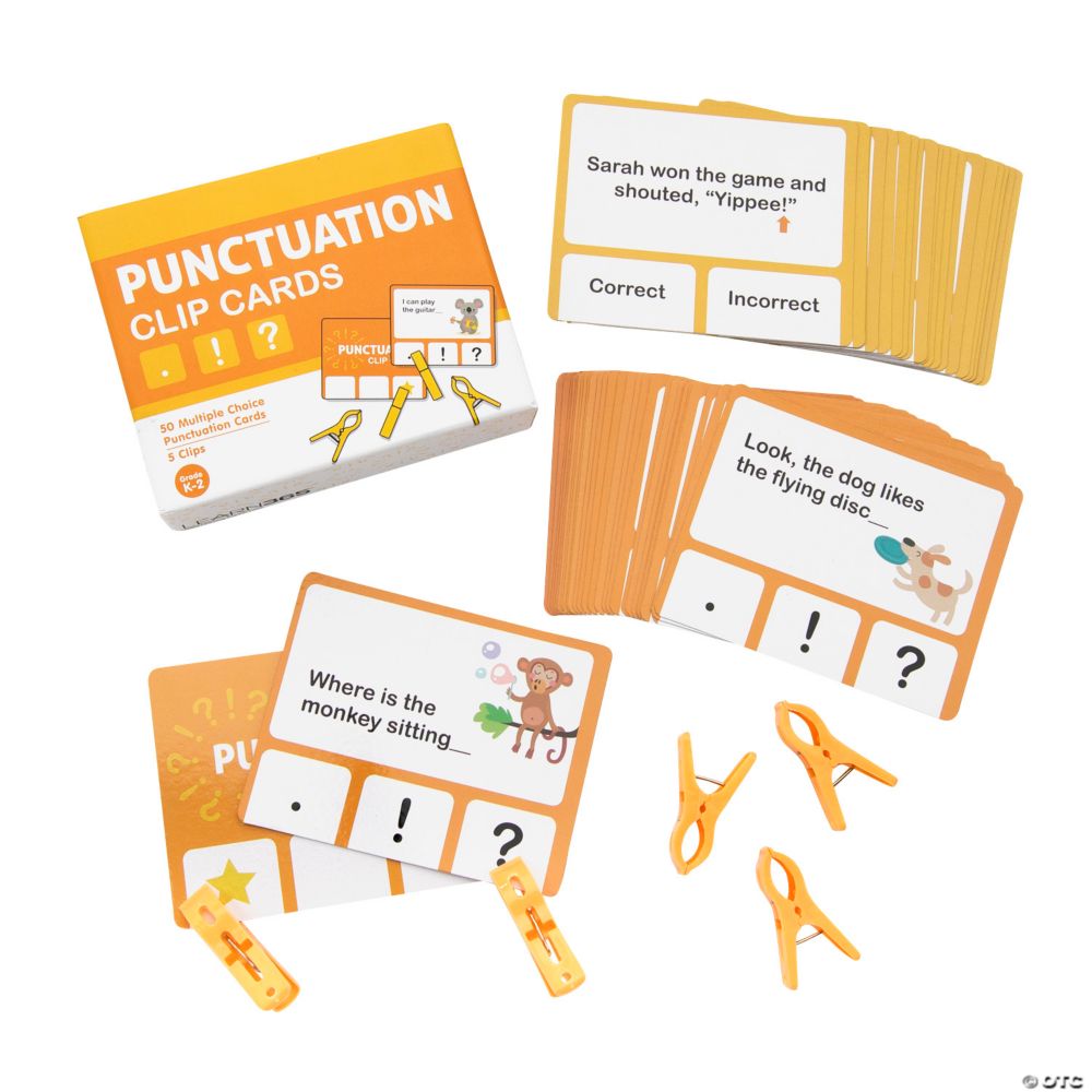Learn365(TM) Punctuation Clip Cards - 56 Pc. Yellow