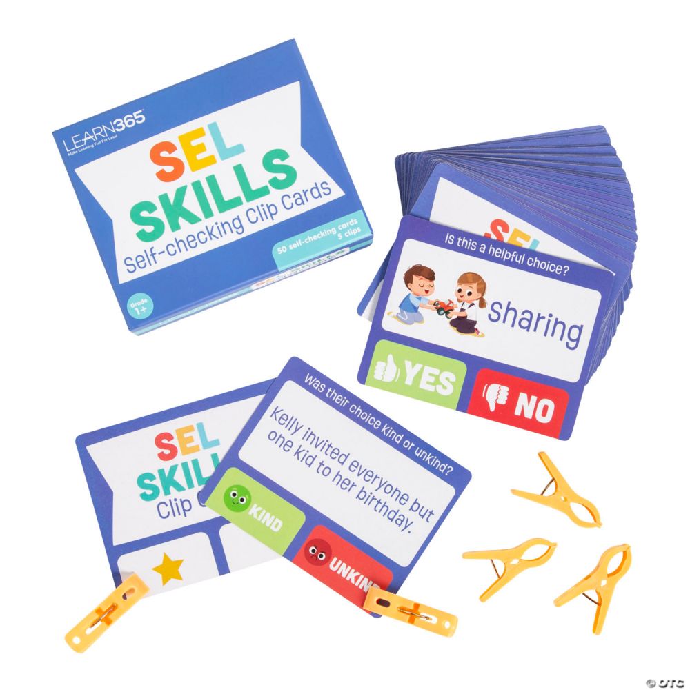 Social Emotional Learning Skills Clip Cards Activity Set - 56 Pc.