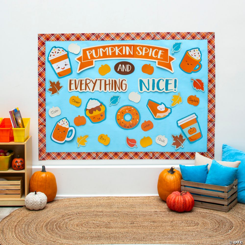 Pumpkin Spice & Everything Nice Classroom Bulletin Board Set - 73 Pc.