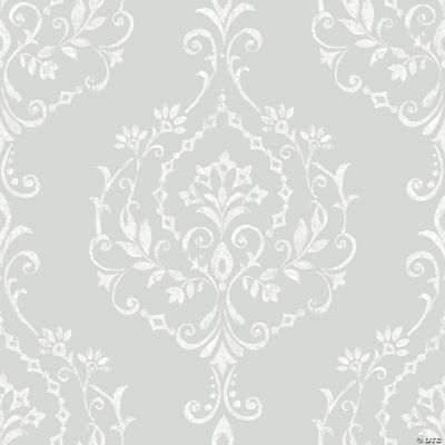 Grey New Damask Peel and Stick Wallpaper Oriental Trading