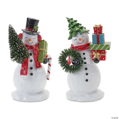 Snowman Couple Figurine (Set Of 2) 8"H Resin Oriental Trading