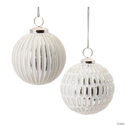 Frosted Silver Ball Ornament (Set Of 6) 4"D Glass Oriental Trading