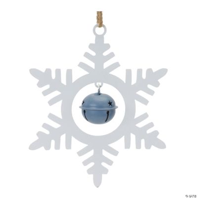 White Metal Snowflake With Bell Ornament (Set Of 12) 6.5"H Iron