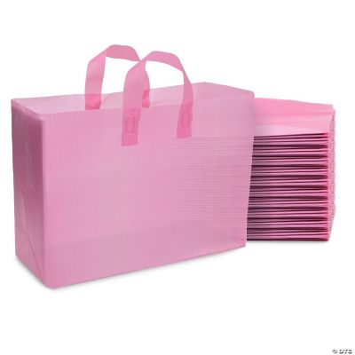 Prime Line Packaging Gift Bags Large, Pink Gift Bags, Frosted Plastic Bags Bulk 16x6x12 100 Pack