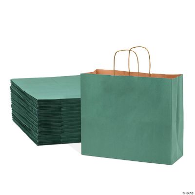 Prime Line Packaging 16x6x12 Inch Large Green Gift Bags with Handles
