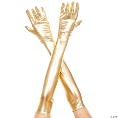 Adult Women's Gold Metallic Gloves main image 1