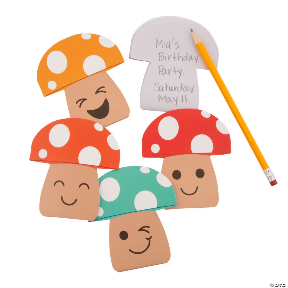3 1/2" x 4" Happy Toadstool-Shaped Paper Notepads - 24 Pc.