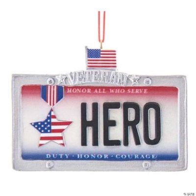 Veteran Hero License Plate Christmas Tree Ornament J8615 Oriental Trading