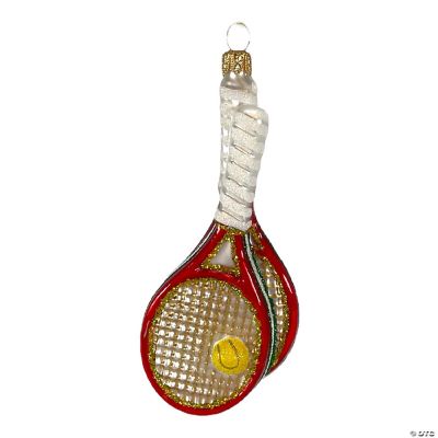 Pinnacle Peak Trading Red Tennis Rackets with Ball Polish Blown Glass