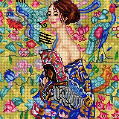 Gobelin canvas for halfstitch without yarn after Gustav Klimt - Lady with  Fan 3245L