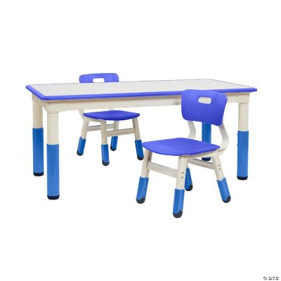 ECR4Kids Dry-Erase Rectangular Activity Table with 2 Chairs, Adjustable ...