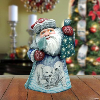 Designocracy Woodcarved Handpainted Polar Cubs Santa G.DeBrekht