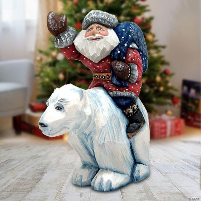 Designocracy Wood Handpainted Ride on Polar Bear Santa G.DeBrekht