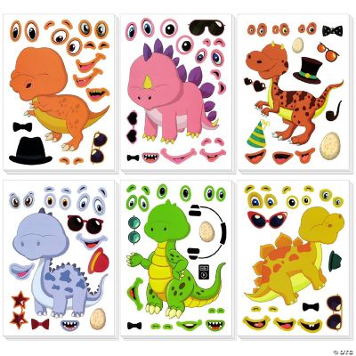 Wrapables Make Your Own Sticker Sheets, Make a Face 24 Sheets Dinosaurs |  Oriental Trading