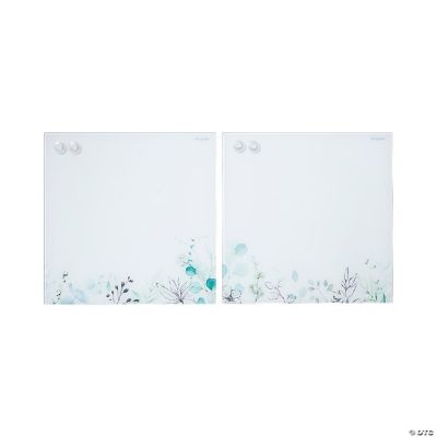ECR4Kids MessageStor DryErase Glass Board with 17.5in x 17.5in, Botanical, 2