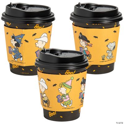 8 oz. Small Peanuts ® Halloween Disposable Paper Coffee Cups with Lids ...