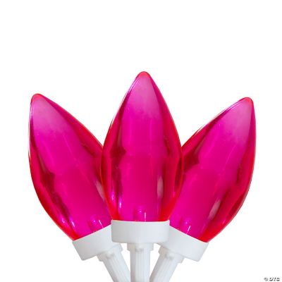 25 Count Pink LED C9 Christmas Lights 16 ft White Wire Oriental Trading