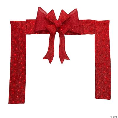 8' Red LED Lighted Christmas Doorway Arch Decoration with Bow