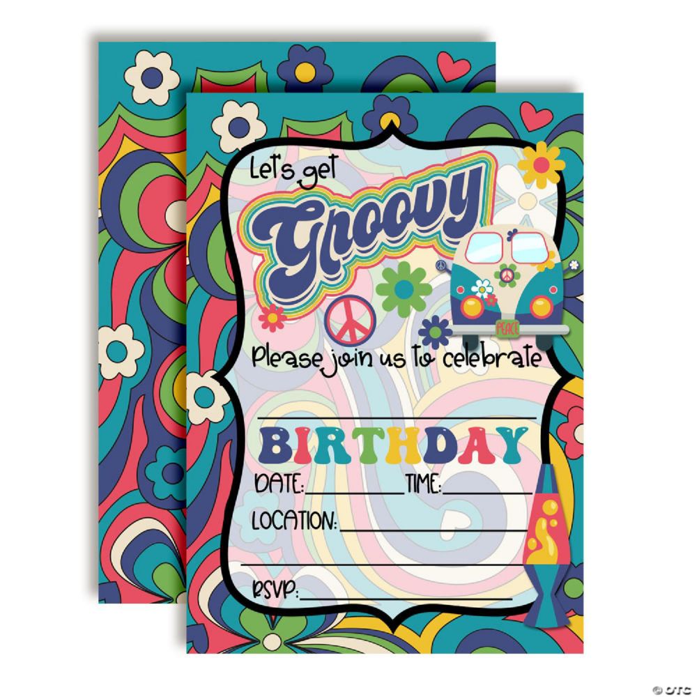 AmandaCreation Get Groovy Birthday Invites 40pc