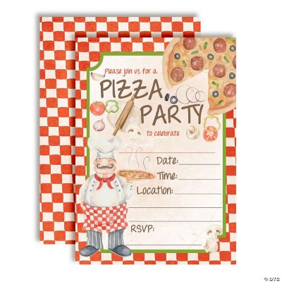 AmandaCreation Pizza-Party-Einladungen – 20 Karten + 20 Weiße Umschläge, Aquarell-Design, 12,7 X 17,8 Cm