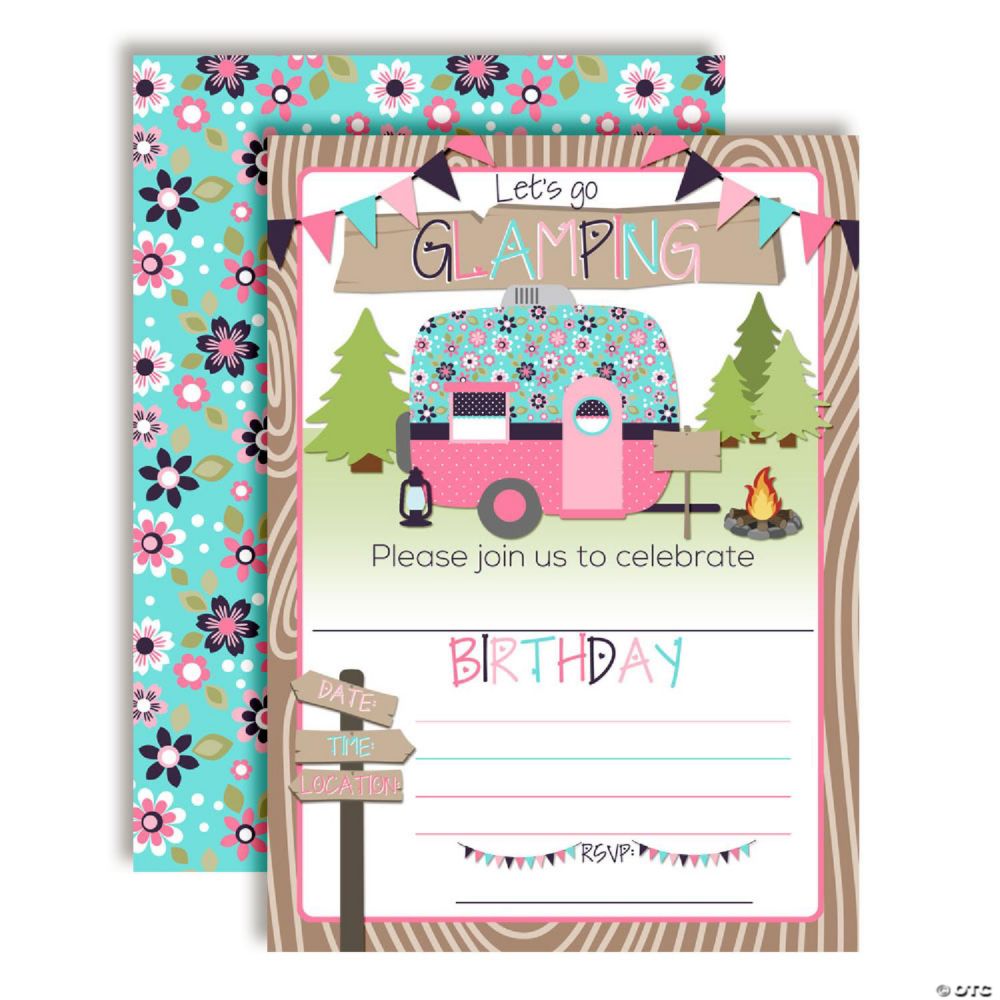 AmandaCreation Glamping Birthday Invites 40pc