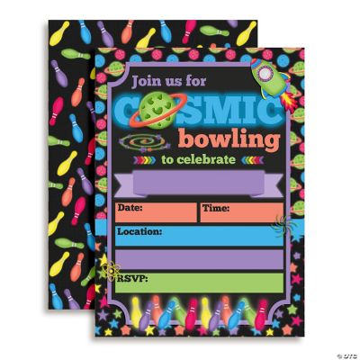 Cosmic Bowling Birthday Invitations 40pc. by AmandaCreation | Oriental ...