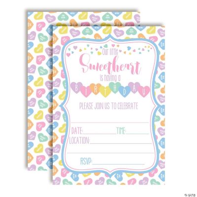 Candy Heart Birthday Party Invitations 40pc. by AmandaCreation