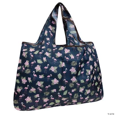 Wrapables Large Foldable Tote Nylon Reusable Grocery Bag, Flamingos ...