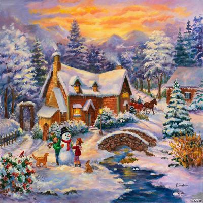 Log Cabin 550-Piece Jigsaw Puzzle - Winter Landscape By SunsOut 15x24 Inches