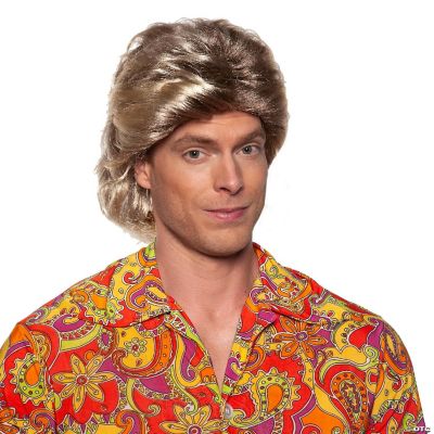 70s Retro Wig Blonde Centre Parting Flicked Out Ends Mens Costume Hair