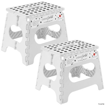 Casafield 9 Collapsible Folding Plastic Kitchen Step Foot Stool With Handle White~14385572 A02