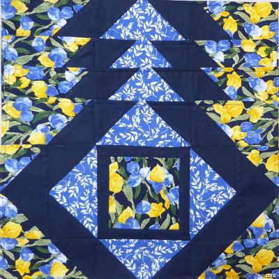 Floral Blue Yellow Placemats Set of 4 Created Handmade and Quilted by