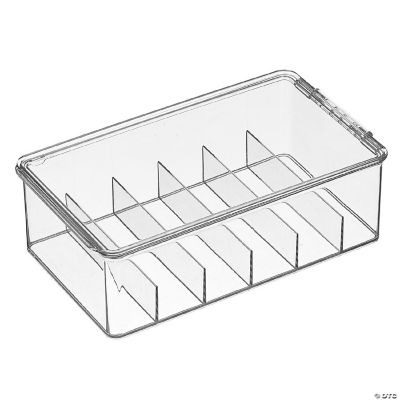 mDesign Plastic Kitchen Organizer Bin w/ Hinged Lid; 6 Sections Clear