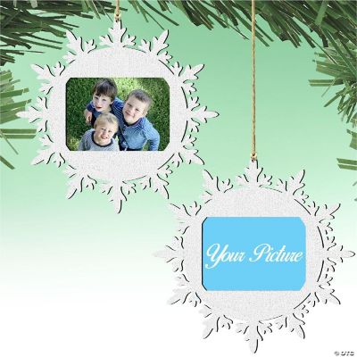 Designocracy Snowflake Christmas Picture Frame Ornaments Set of 2