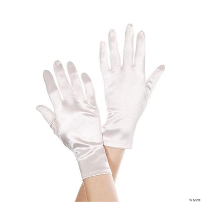 Wrist Length Satin Gloves, White Oriental Trading