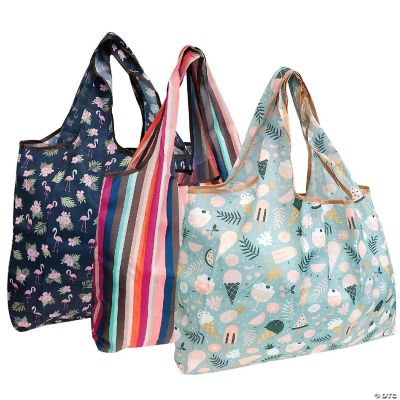 Wrapables Large Foldable Tote Nylon Reusable Grocery Bag, 3 Pack ...