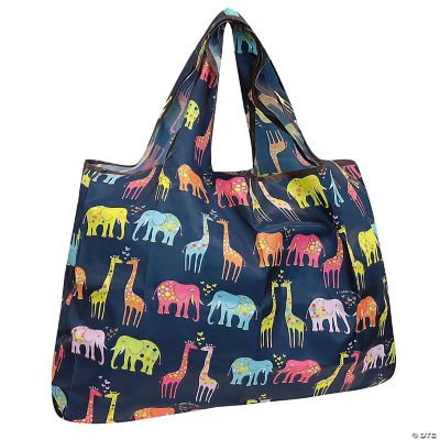 Wrapables Large Foldable Tote Nylon Reusable Grocery Bag, Animals ...