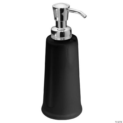 mDesign Ceramic Bathroom Soap Dispenser, Hand Soap Pump Bottle, Black