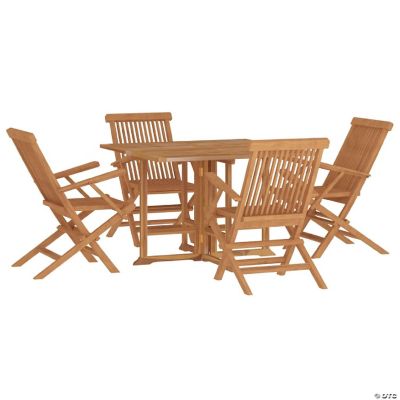 VidaXL 5 Piece Folding Patio Dining Set Solid Wood Teak   14454261