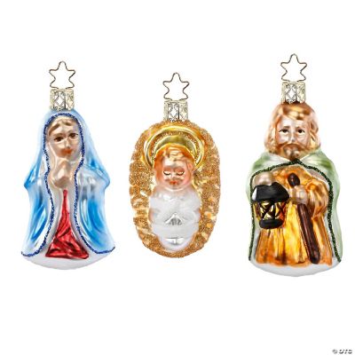 Inge Glas Holy Family German Glass Christmas Ornaments 3 Piece Set