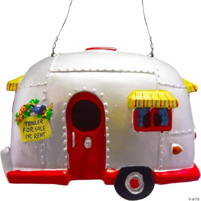 Big Mo's Toys Birdhouse Ornament White Vintage Bird House RV Trailer