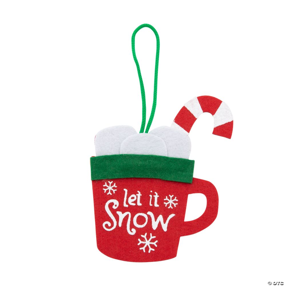 3 3/4" x 4 3/4" Let it Snow Hot Cocoa Mug Felt Christmas Ornaments - 12 Pc.