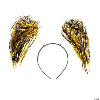 5" Black and Gold Tinsel New Year’s Eve Head Boppers 12 Pc